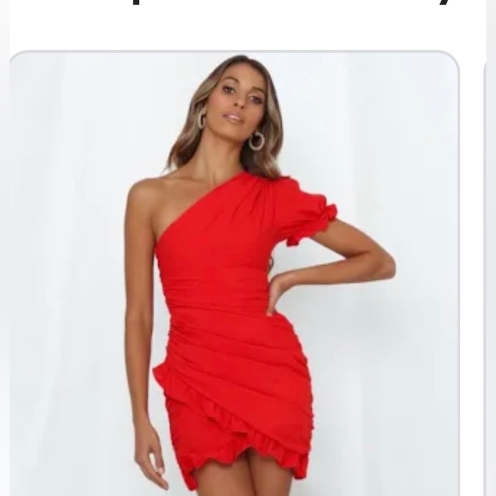 Hello Molly Red One Shoulder Dress
